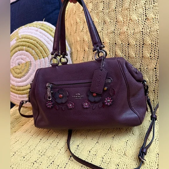 Coach Primrose Satchel In Willow Floral Oxblood Multi Color Flower - Picture 2 of 16
